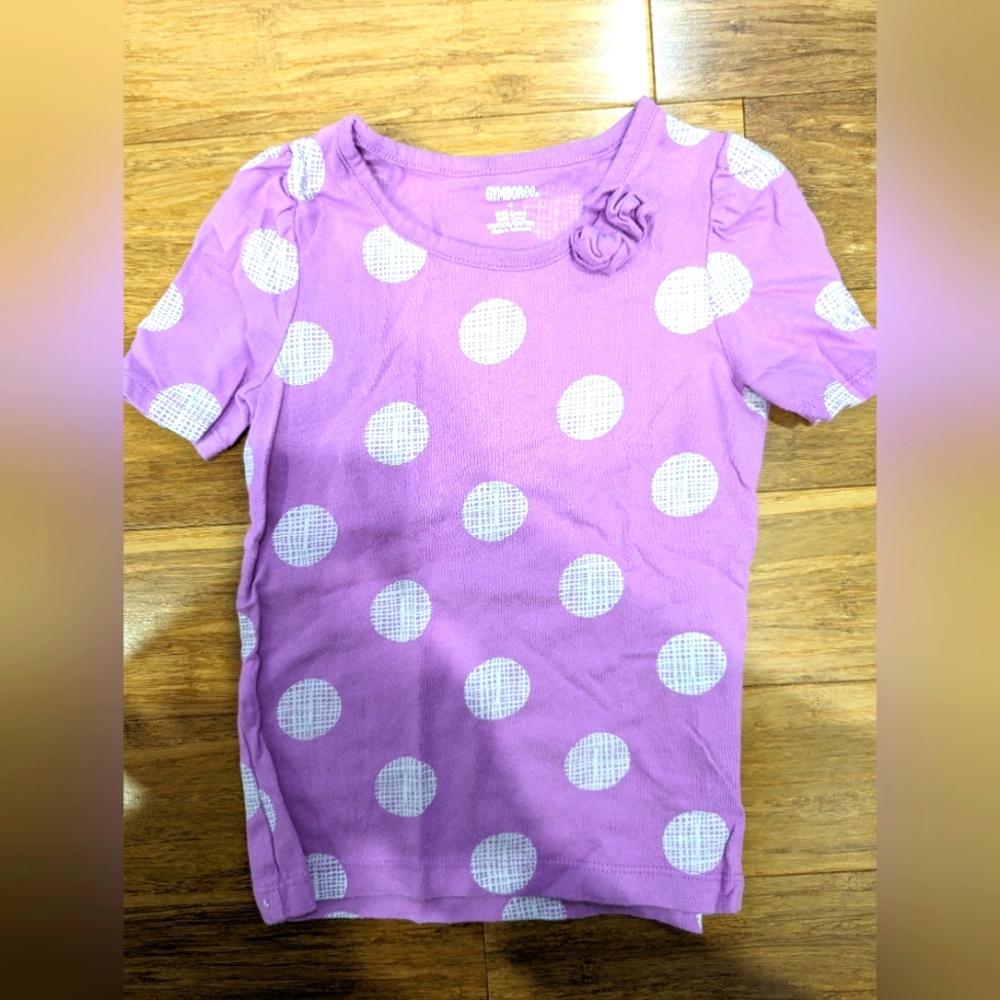 Gymboree purple and white girls polka dot short.